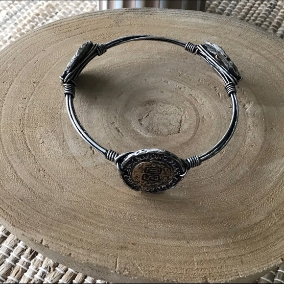 NEW Western Boho Wire Wrapped Bracelet 3-Faux Coin Rustic Mixed Metal Brutalist - Picture 10 of 12